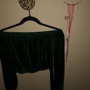 The Hanger Tops - Off the shoulder deep velvet green top The Hanger Tops - Off the shoulder deep velvet green top
